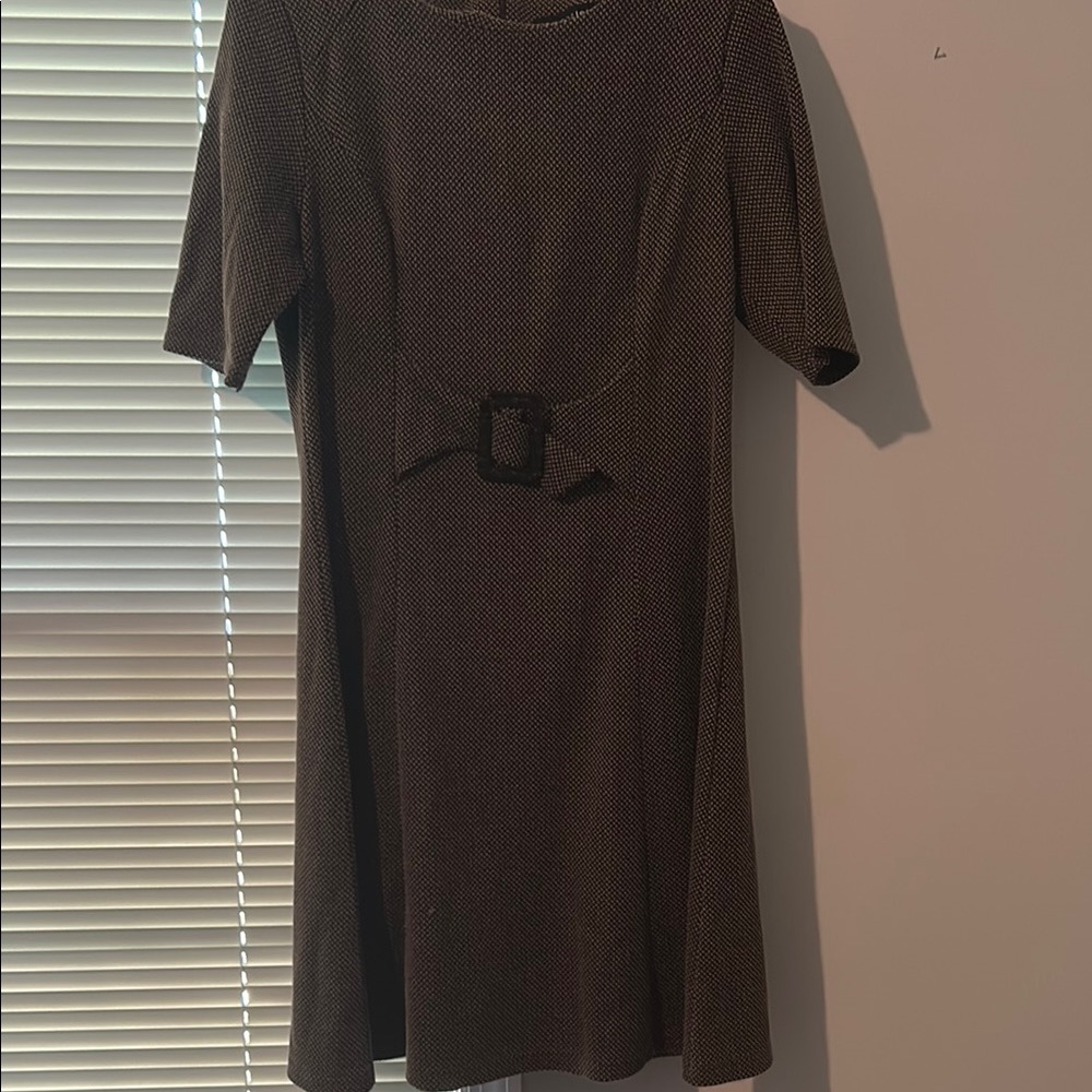 Madison Leigh Brown Sheath Midi Dress Crew Neck